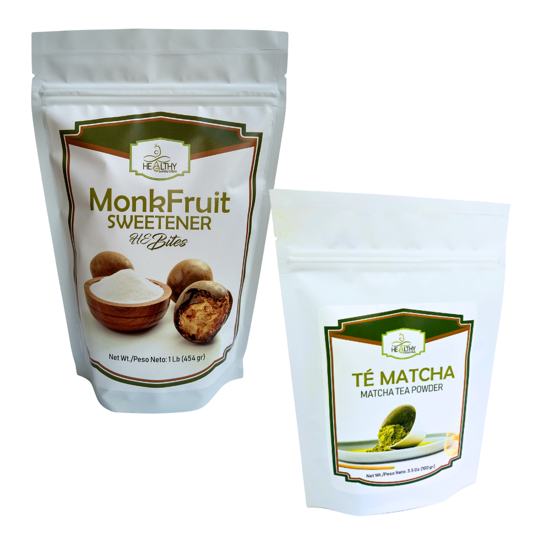 HEBiBOX1 MonkFruit HEBites (1 Lb.) y Té Matcha HEBites (100 gr.)